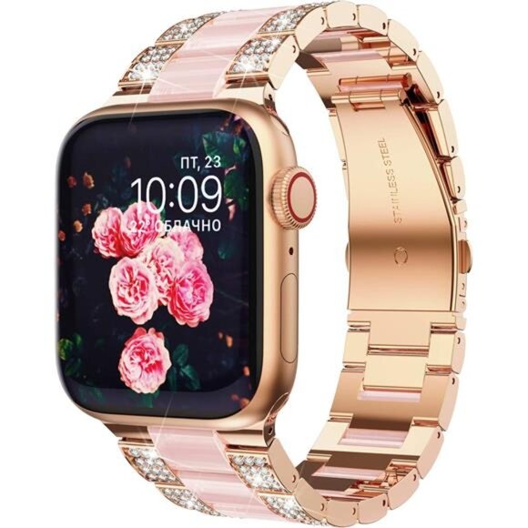 NEW Rose Gold/Pink Bling Rhinestone Luxury Apple Watch Band main image 5